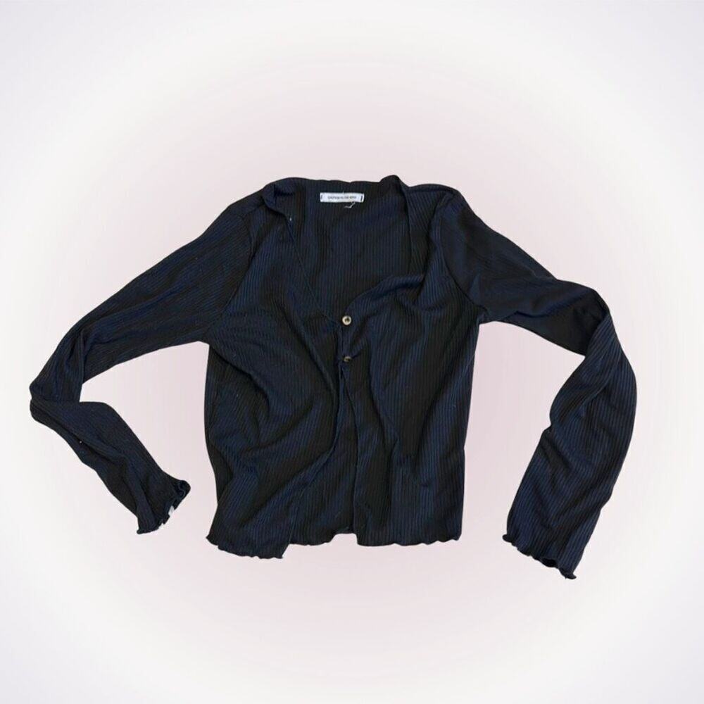 Caution to the Wind Black Button-Front Cardigan | Sz S